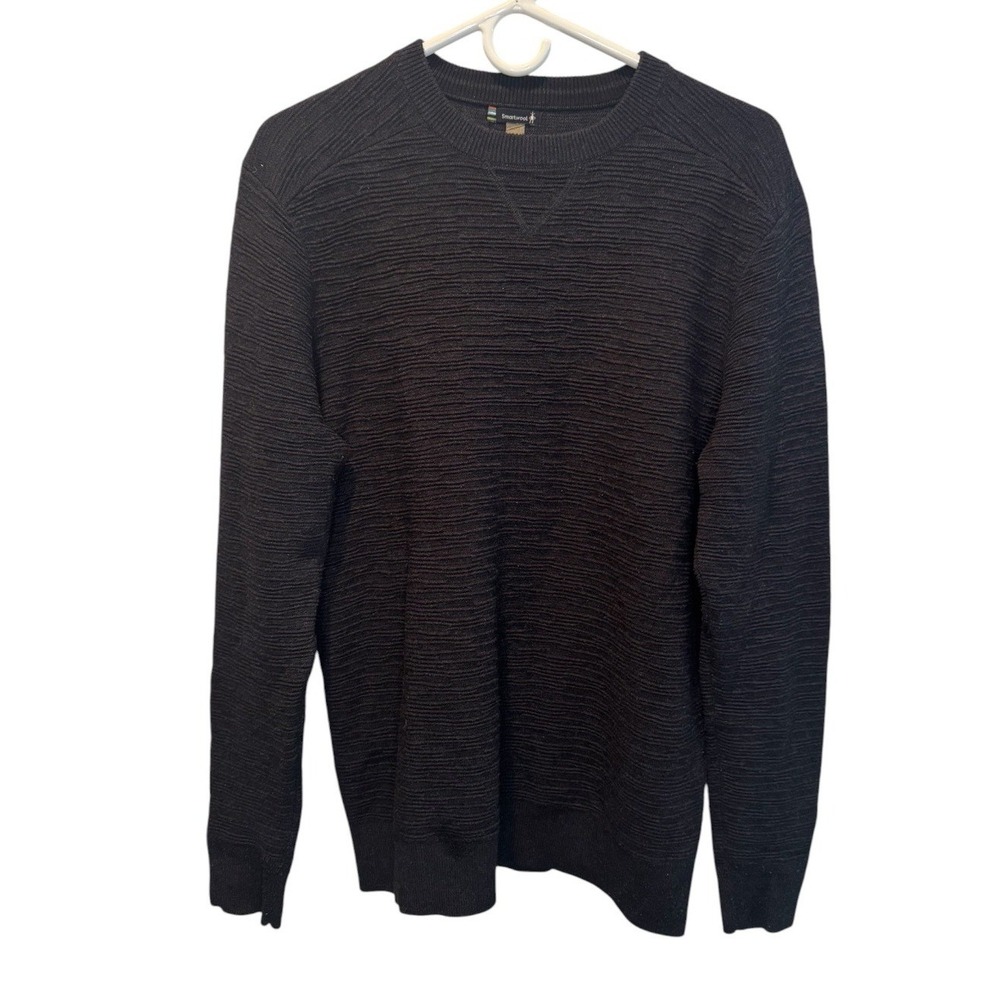 Smartwool Mens Black Crewneck Textured Knit Wool Blend Sweater Medium NEW